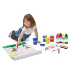 Melissa & Doug Easel Accessory Set - Paint, Cups, Brushes, Chalk, Paper, Dry-Erase Marker - FSC Certified