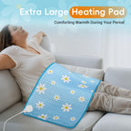 Comfytemp Extra Large Heating Pad for Back & Period, 33''x 17'' King Size Heat Pad Soft and Stylish, FSA Eligible, HSA Approve Electric XL Shoulder/Neck/Knee Heated Pad, Washable (Blue & Daisy Print)