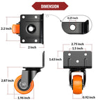 HOLKIE 2 Inch Side Mount Caster Wheels Set of 4,Heavy Duty L-Shaped Bracket Casters with Screws,550 LBS Capacity Dual Locking Swivel Wheels for Coffee Table,Plywood,Workbench,Furniture,Cabinet