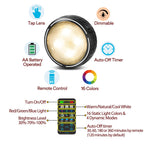 TECOMLIGHT LED Puck Lights with Remote Control, Battery Operated Wireless Closet Light, Under Cabinet Lighting Stick on Tap Push Lights, Color Changing Under Counter Light for Kitchen, 6 Pack - Black