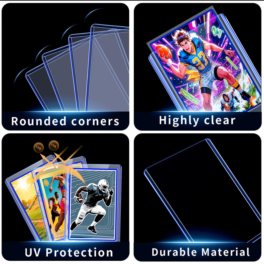 TRUGQ 1000 Card Sleeves Top Loads for Cards,3"X4"Baseball Card Protectors,Toploaders Hard Plastic for Trading Game Sports Football Cards(500 Hard Protectors + 500 Soft Sleeves)