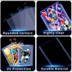TRUGQ 1000 Card Sleeves Top Loads for Cards,3"X4"Baseball Card Protectors,Toploaders Hard Plastic for Trading Game Sports Football Cards(500 Hard Protectors + 500 Soft Sleeves)