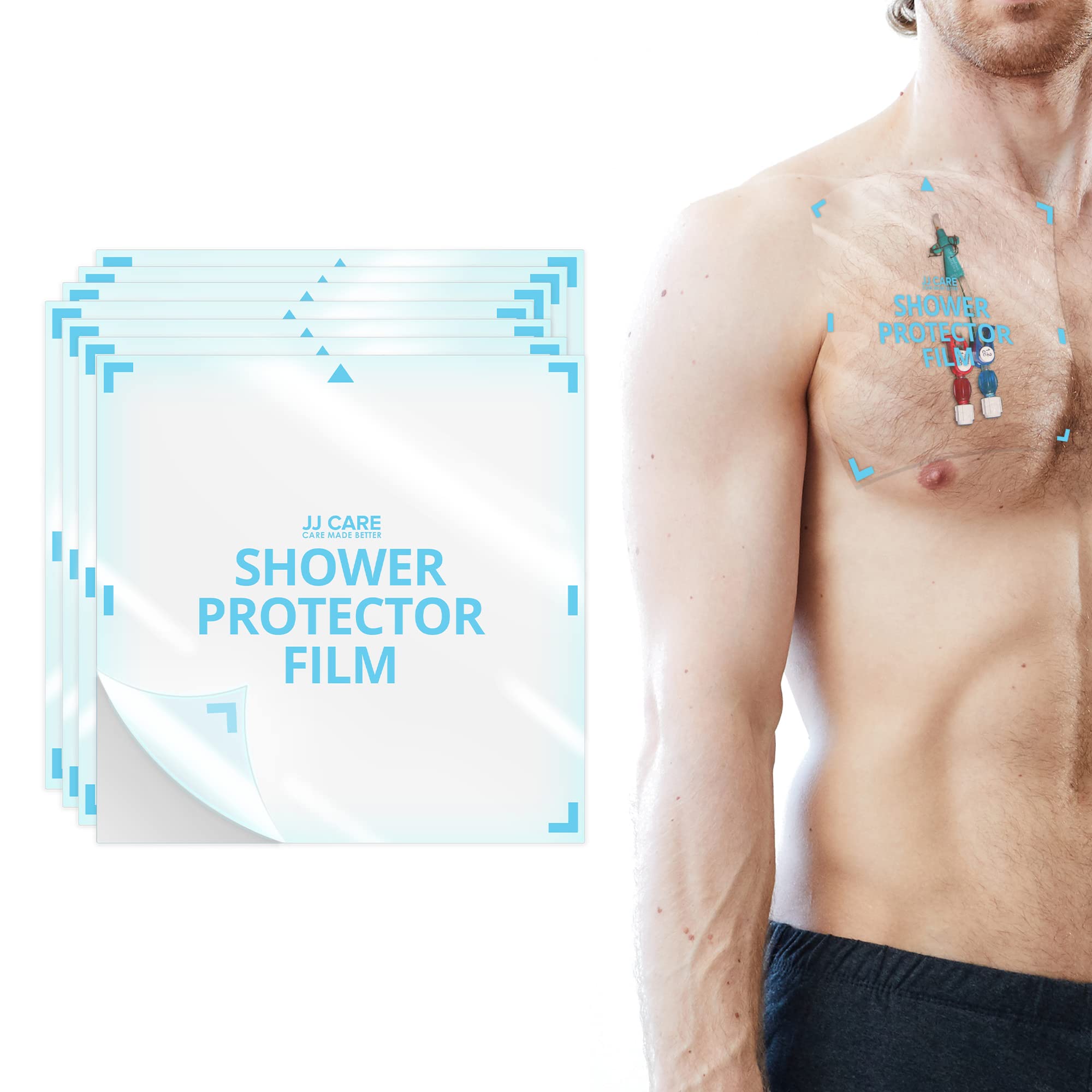 JJ CARE Shower Protector [Pack of 7], 9x9 Dialysis Catheter Shower Shileds Wound Cover, PICC Line Water Barrier, Colostomy Waterproof Bandage Protector, 1 Week Supply