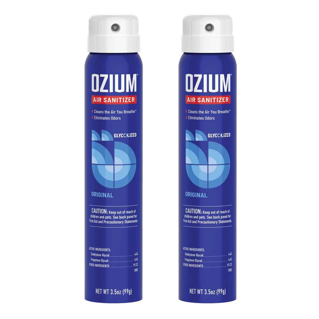Ozium 3.5 Oz. Air Sanitizer & Odor Eliminator for Homes, Cars, Offices and More, Original Scent,(Pack of 2), clear