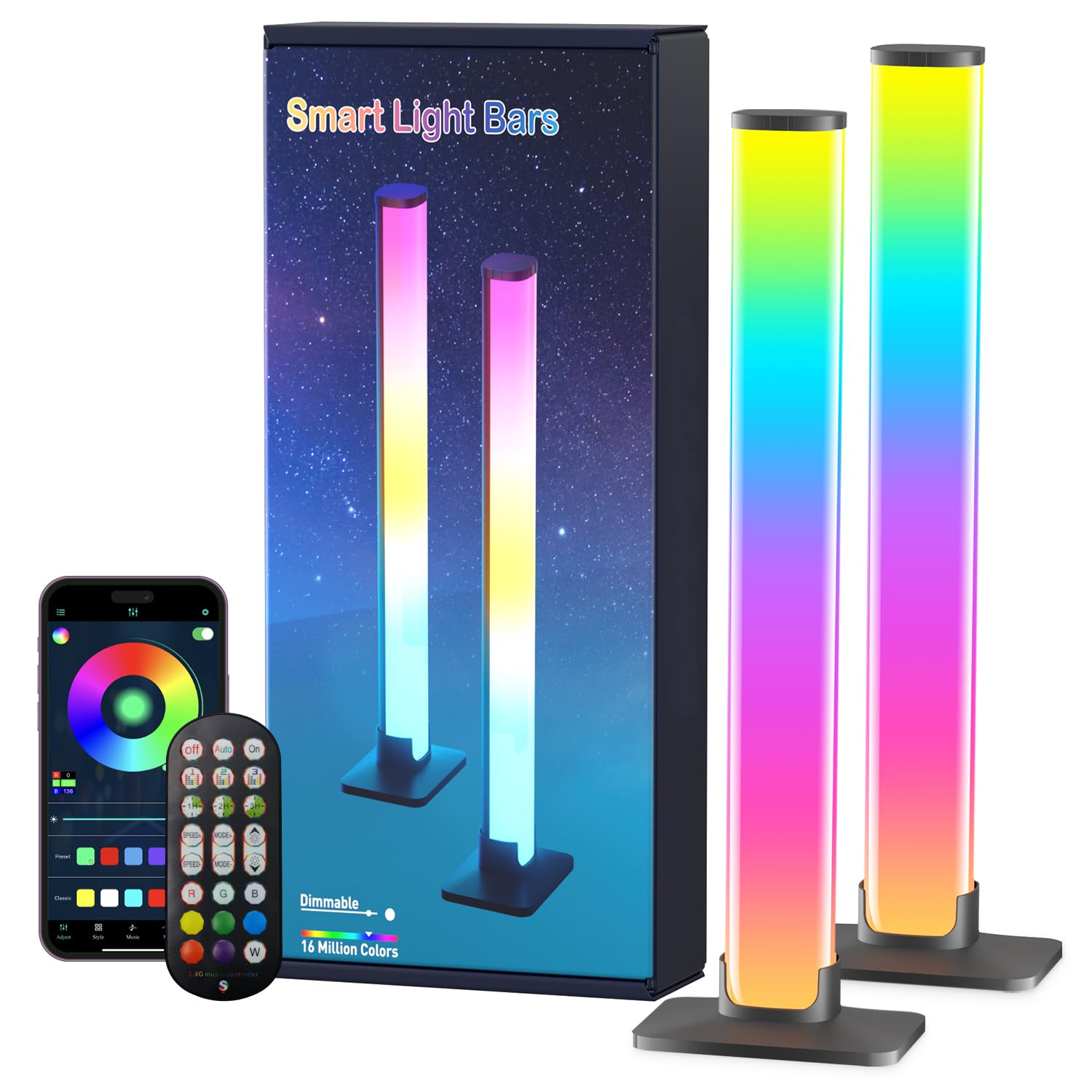 Barhootao RGB Light Bar,Smart LED Light Bar for Room,16 Million Colors,Three Control Modes,Dynamic Music Sync Mode,213 Preset Modes,USB Interface���Without Adapter���