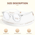EASY READ Retro Round Blue Light Blocking Reading Glasses for Women,Anti UV Readers for Women with Spring Hinge(Clear,+1.50)