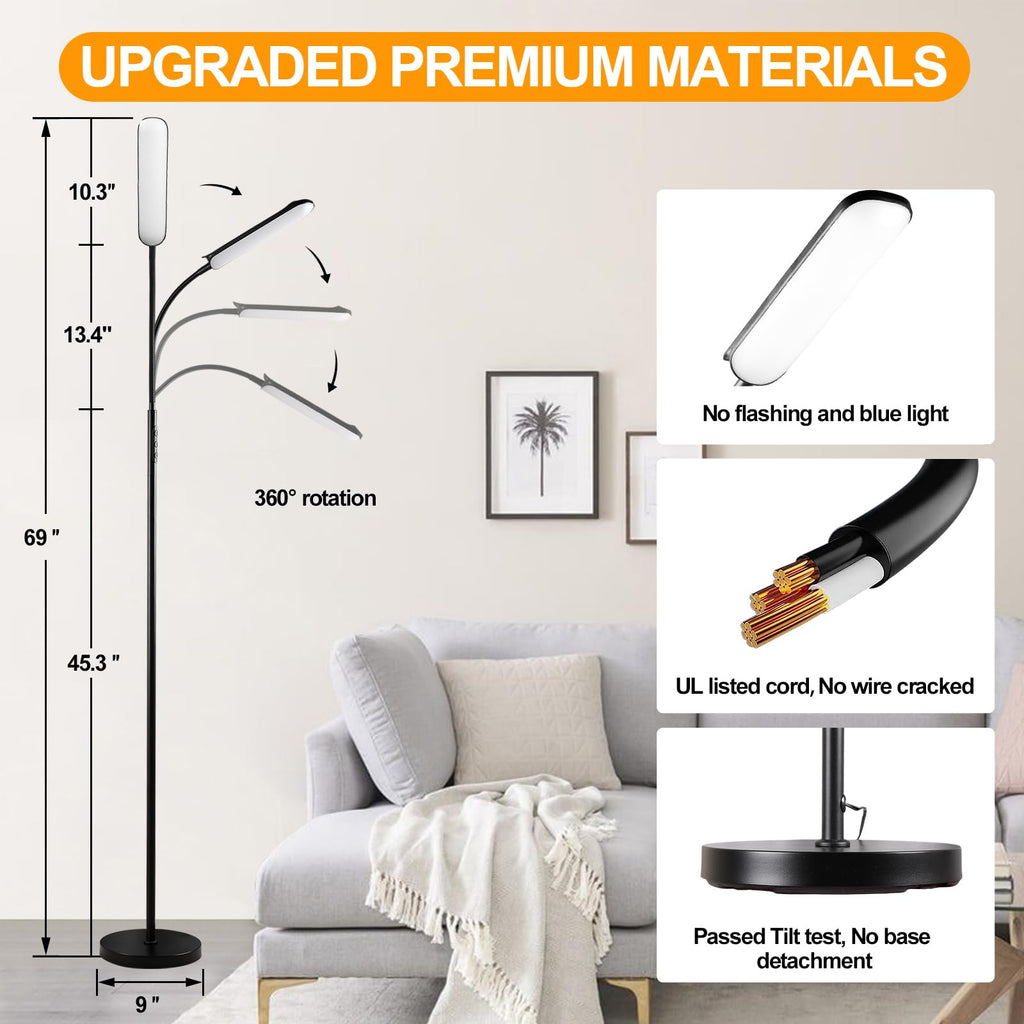 marctronic Floor Lamp, 18W 1800LM Super Bright LED Floor Lamp with Remote & Works with Smart Plug, Dimmable Timing Eye Caring Reading Lamps Floor Standing for Living Room Bedroom Office