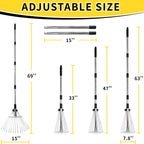 Garden Rake for Leaves,Heavy Duty Metal Adjustable Leaf Rake for Lawns,Long Handle 33"-69" with Expandable Head 8"-15",Garden Tools for Yard Lawn Shrub Garden Beds