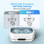 BYASKZIV Ultrasonic Jewelry Cleaner, 48KHz Ultrasonic Cleaner Machine for Jewelry, Eyeglasses, Rings, Watch Strap, Dentures-Dual Cleaning Modes, 304 Stainless Steel Tank