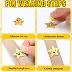 Huquary 25/50 Set Star Pins Bulk Back to School Gift, Gold, 50set, Classic
