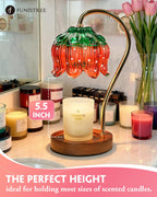 Funistree Flower Candle Warmer Lamp with Timer, Dimmable Candle Lamp Warmer, Christmas Birthday Gifts for Women Mom Her, Housewarming Home Decor, Lotus Wax Warmer for Yankee Candles - Strawberry