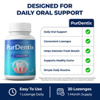 PurDentix Oral Health Probiotic – 4-Strain Formula for Healthy Gums, Teeth & Fresh Breath – 180 Chewable Tablets
