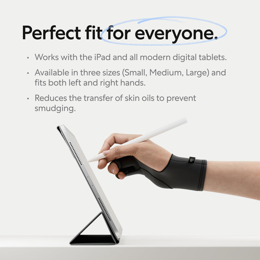Paperlike® Drawing Glove for iPad - Artist Glove for Drawing on Tablets (Right and Left Hand; 3 Sizes: S, M, L)