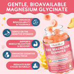 Magnesium Glycinate Gummies for Kids: Calm Magnesium Supplement for Kids & Adults with Zinc Citrate, GABA, Chamomile, Vitamin B6 & C - Sleep, Relaxation & Focus, Juicy Peach & Mango Flavor 60 Count