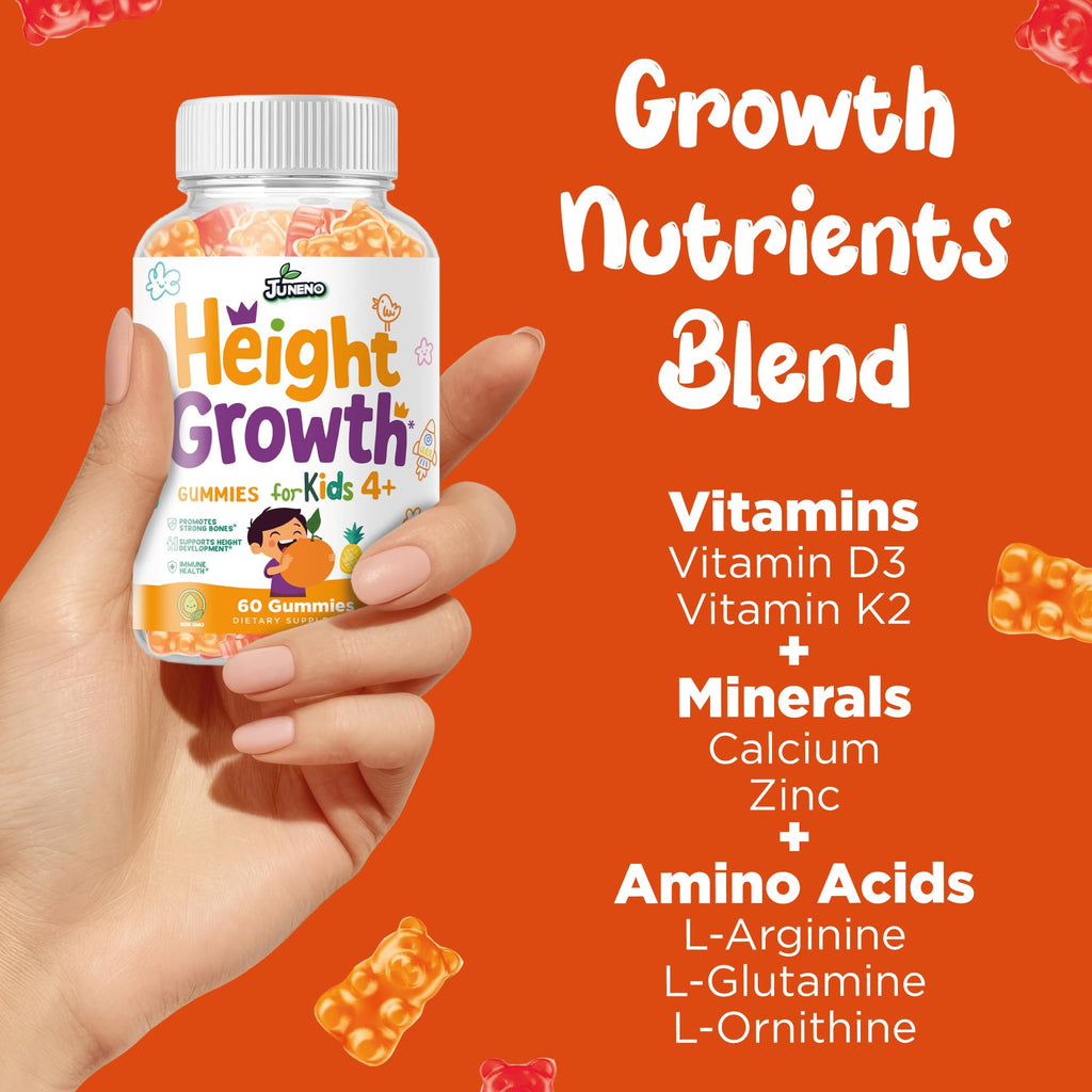 Juneno Height Growth Vitamins Supplement Gummies - Grow Taller for Teens Kids Boys Girls - Natural Height Increaser Maximizer Multivitamin