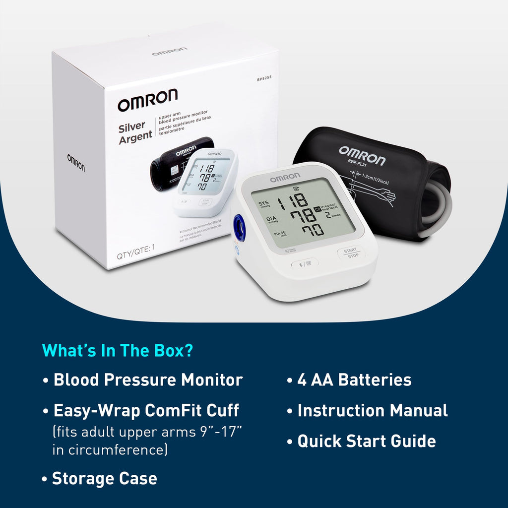 OMRON Silver Blood Pressure Monitor for Home Use & Upper Arm Blood Pressure Cuff - #1 Doctor & Pharmacist Recommended Brand - Clinically Validated - Connect App
