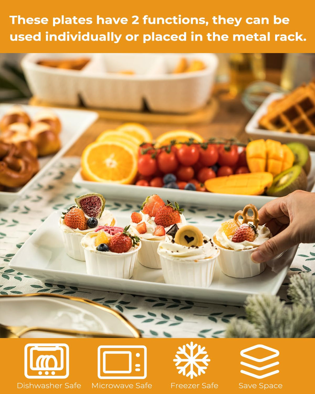 LAUCHUH 3 Tier Serving Tray, Porcelain Serving Platter Tier Serving Stand