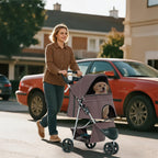 Pet Stroller for Small Dogs 10 lbs, Dog Stroller for Medium Dogs 30 lbs, Cat Strollers for 2 Cats, 3 Wheels Foldable Jogger Puppy Stroller with Storage Basket and Cup Holder, Coffee