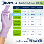 HALYARD LAVENDER NITRILE Exam Gloves, 3.1 mil, 9.5 Inches, Lavender, X-Large, Box of 250 - Powder-Free, Non-Sterile Disposable Gloves