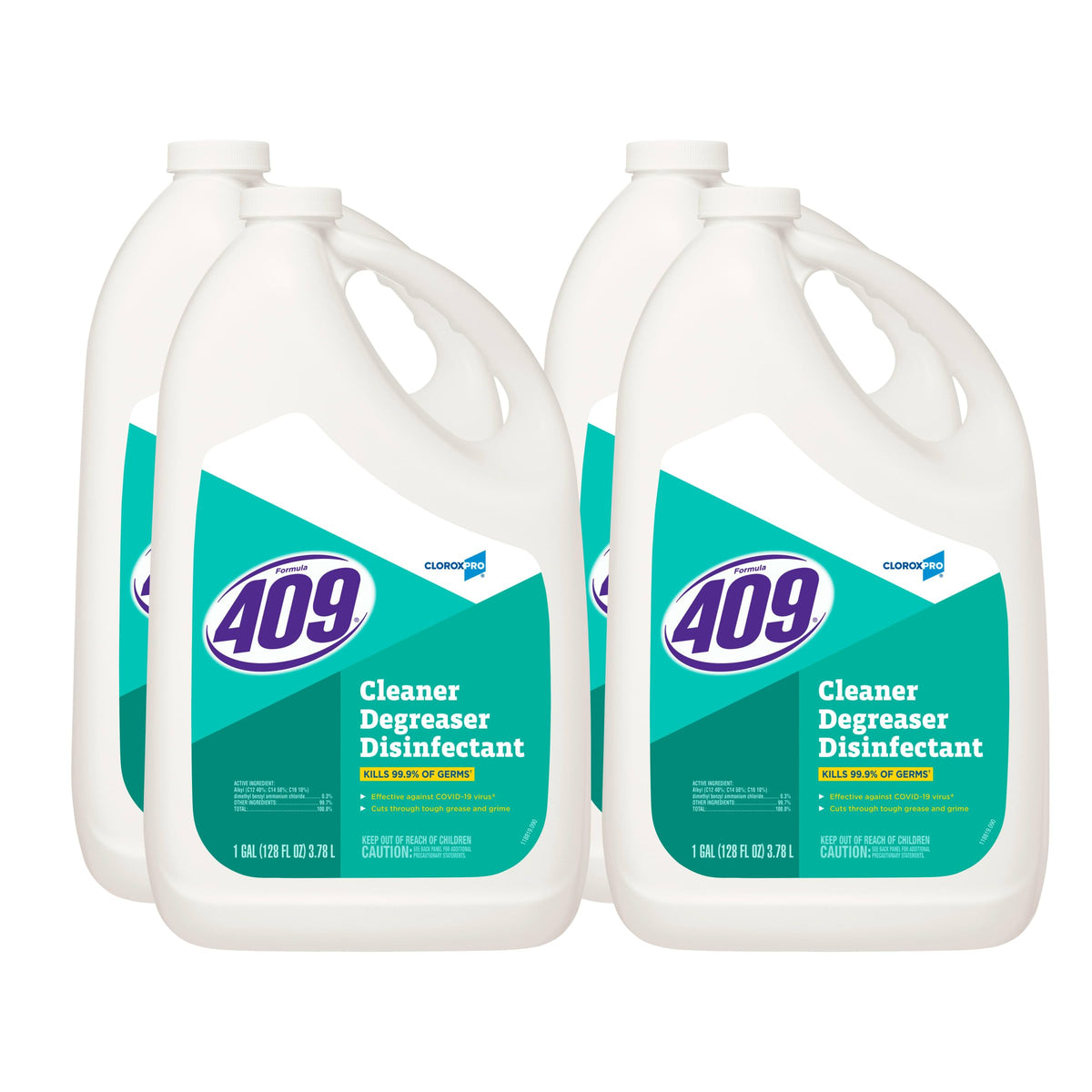 CloroxPro Formula 409 Cleaner Degreaser Disinfectant Refill, 128 Fluid Ounces, Pack of 4 (Package May Vary)