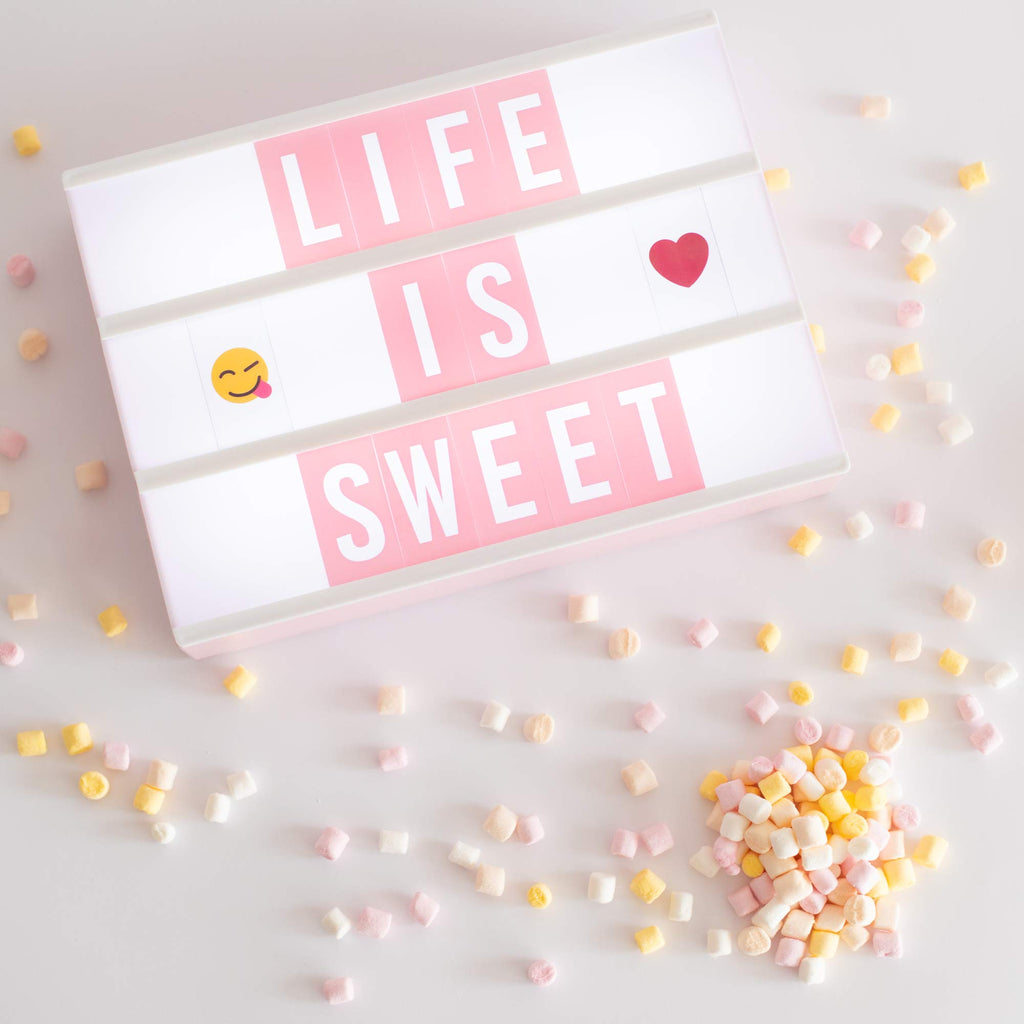 BONNYCO Pink Cinema Light Box with 400 Letters, Emojis, 2 Markers, USB