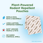 BugMD Vamoose! Rodent Repellent Pouches (2 Pack, 8 Pouches) Plant-Powered Rat Repellent, Mouse Deterrent, Indoor & Outdoor Mice Repellent, Best Mouse Repellent, Natural Rat & Mouse Repellent