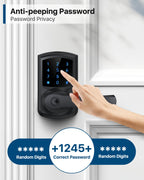 HIDALIFE Keyless Entry Door Lock, Keypad Door-Lock with Handle, Touchscreen, Auto-Locking, Anti-peep Password, Easy to Install for Front Door, Home, Office, Matte Black 4 Pack