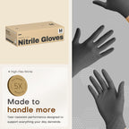 SUP Powder-Free Nitrile Exam Gloves, 100 Count, Food Safe Latex-Free Medical Non-Sterile Cooking Disposable Glove, Black (Medium)
