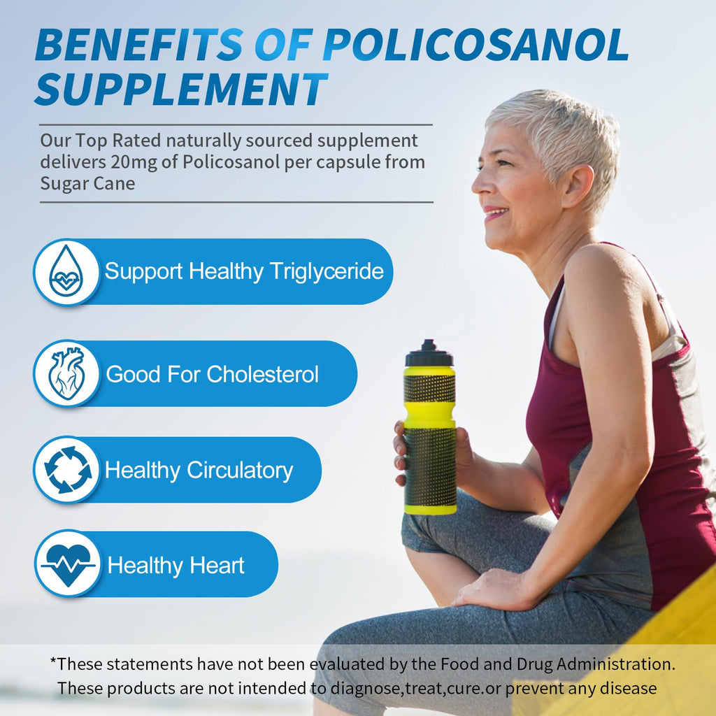 Dr. Brian Policosanol 20mg | Supports Heart & Cholesterol Health - Vegan, Gluten Free, Dairy Free, 90 Policosanol Vegetable Tablets