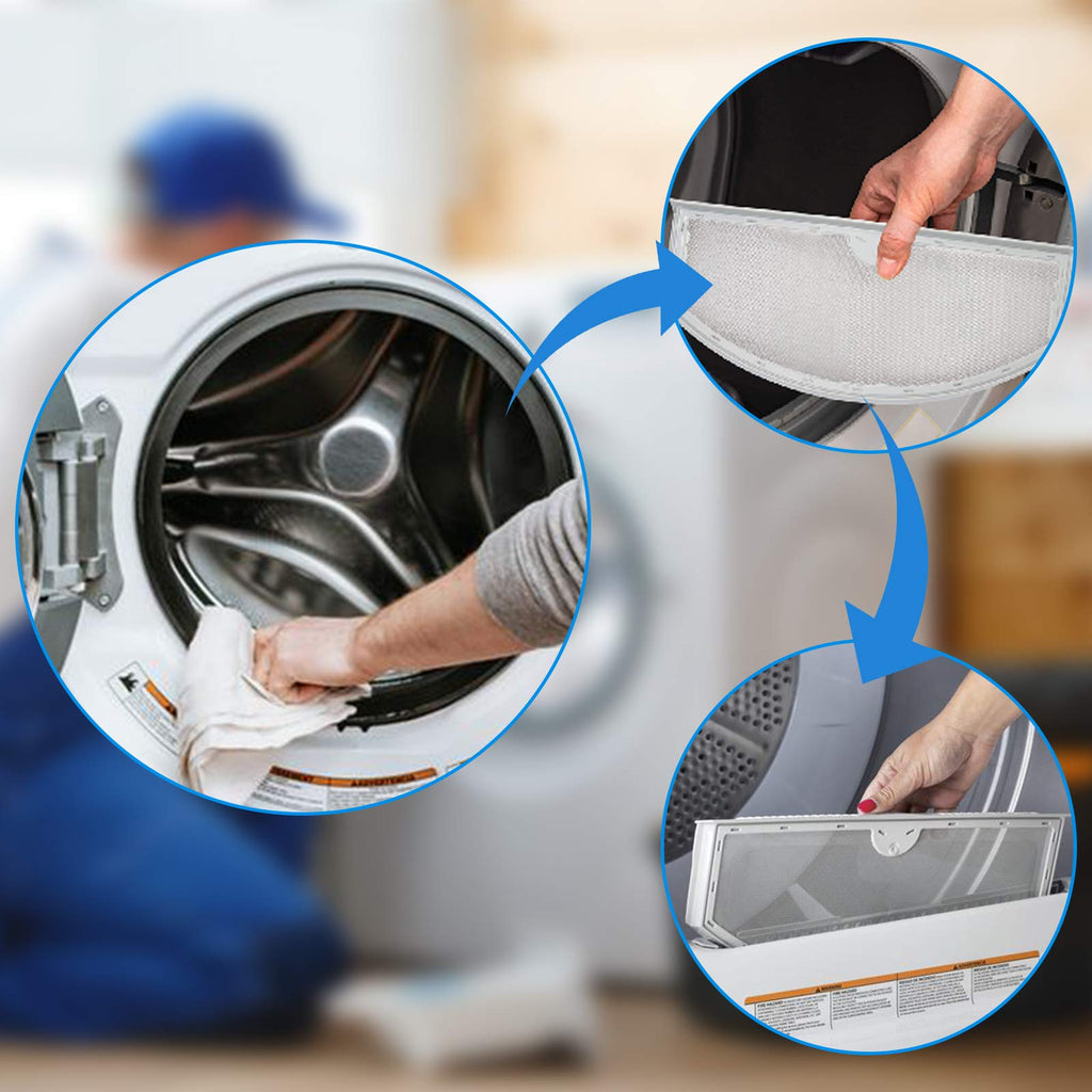 Upgraded WE03X23881 Dryer Lint Screen Filter Replacement for GE Dryer, GTD65EBSJ3WS GTD33EASK0WW GTD42EASJ2WW GTD42GASJ2WW GTD45EASJ2WS PS11763056 Stainless Steel Metal Screen with Cleaner Kit Brush