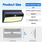 4 Pack 368 LED Solar Motion Sensor Lights Outdoor, Solar Fence Lights with 3 Lighting Modes, Solar Powered Security Lights Waterproof for Outside Yard Wall Garden Backyard Step Garage
