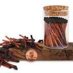 2" Espresso Matches in a Jar + Striker Stickers Included | 100 Brown Stick Black Tip Decorative Safety Matches w/Cork Top Glass Holder | Gifts, Home Decor, & Candle Accessories by Thankful Greetings