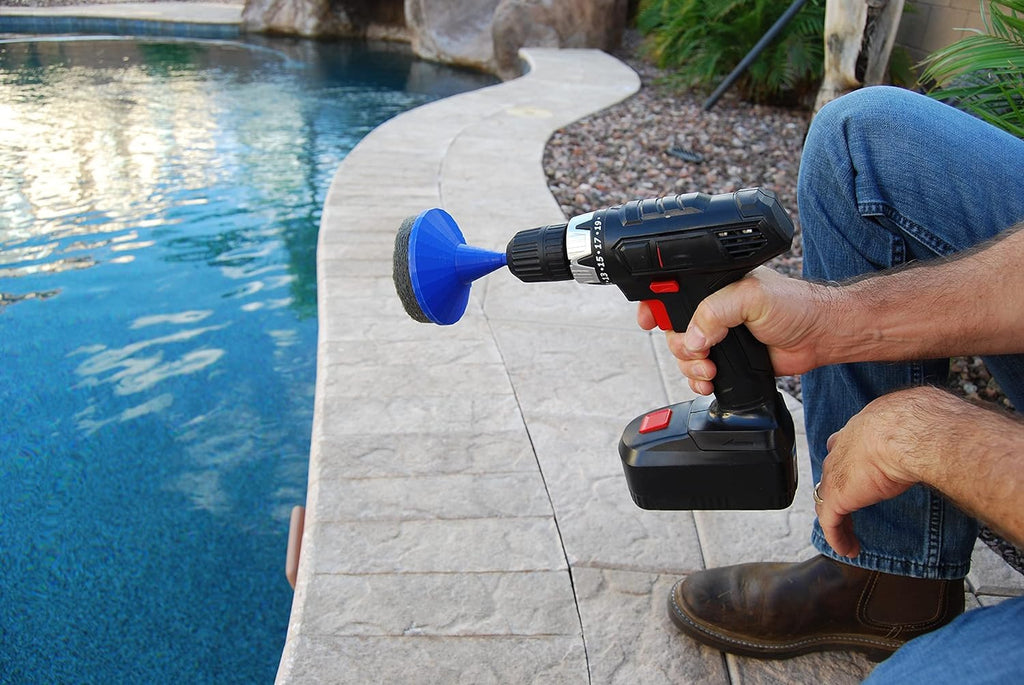 Renovopad Pool Tile Cleaning Tool - Drill Attachment Cleaning Pad Removes Calcium and Hard Water Spots from Waterline Pools Tile (1 Pad), Blue