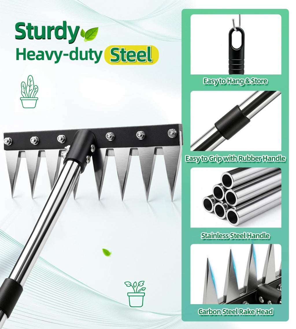 Weeding Rake Puller Tool for Garden,Heavy Duty Iron Weed Puller Cutter Tool