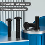 VGBUY M6-1 x 45 mm 30pcs Flat Head Hex Socket Cap Screws Metric M6 Bolts, 304 Stainless Steel 18-8, Black Zinc Plated, Full Thread, with Hex Spanner