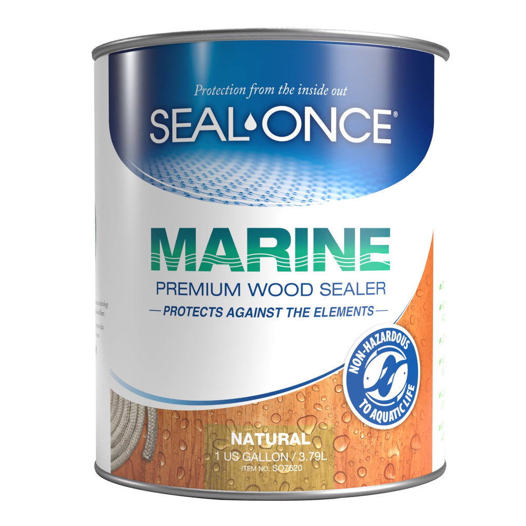 Seal-Once Marine Premium Wood Sealer - Waterproof Sealant - Wood Stain and Sealer in One - 1 Gallon Natural