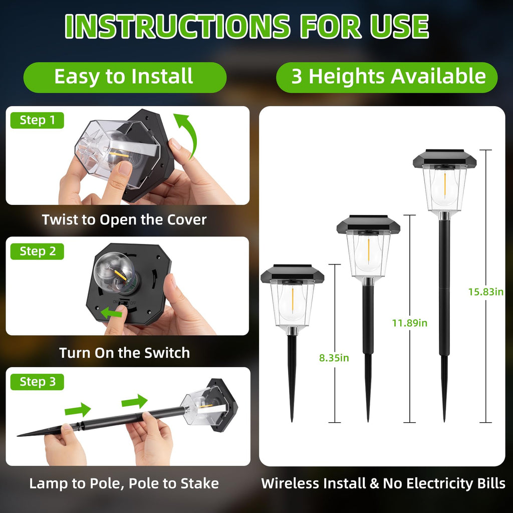 16Pack Solar Pathway Lights Outdoor, Warm White LED Waterproof Solar Lights