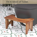 Danfoxer 7 Inches Acacia Wood Toilet Stool Squat for Adults,Foldable Poop Stool for Bathroom,Portable Potty Step Stool with Non-Slip Strip,No Assembly Required