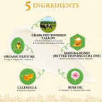Beef Tallow for Skin 4oz | Tallow And Manuka Honey Balm | Unscented Tallow Face Moisturizer | Beef Tallow for Face | Organic Grass Fed Beef Tallow Balm | Whipped Beef Tallow Lotion Face Cream