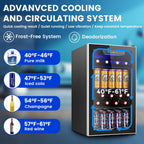 Electactic Mini Fridge 130 Can Beverage Refrigerator Cooler, 3.2 Cu.Ft Drink Fridge for Soda Wine Beer, Adjustable Temperature Control for Home Office, Black