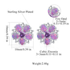 CiNily Flower Earrings Silver Plated Purple Opal Stud Earrings for Women