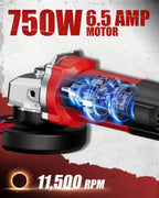 AVID POWER Angle Grinder 4-1/2 inch Electric Grinder Tools 750W 6.5 Amp Metal Grinder, 11500 RPM, with Grinding and Cutting Wheels, Auxiliary Handle, Wrench for Cutting and Grinding