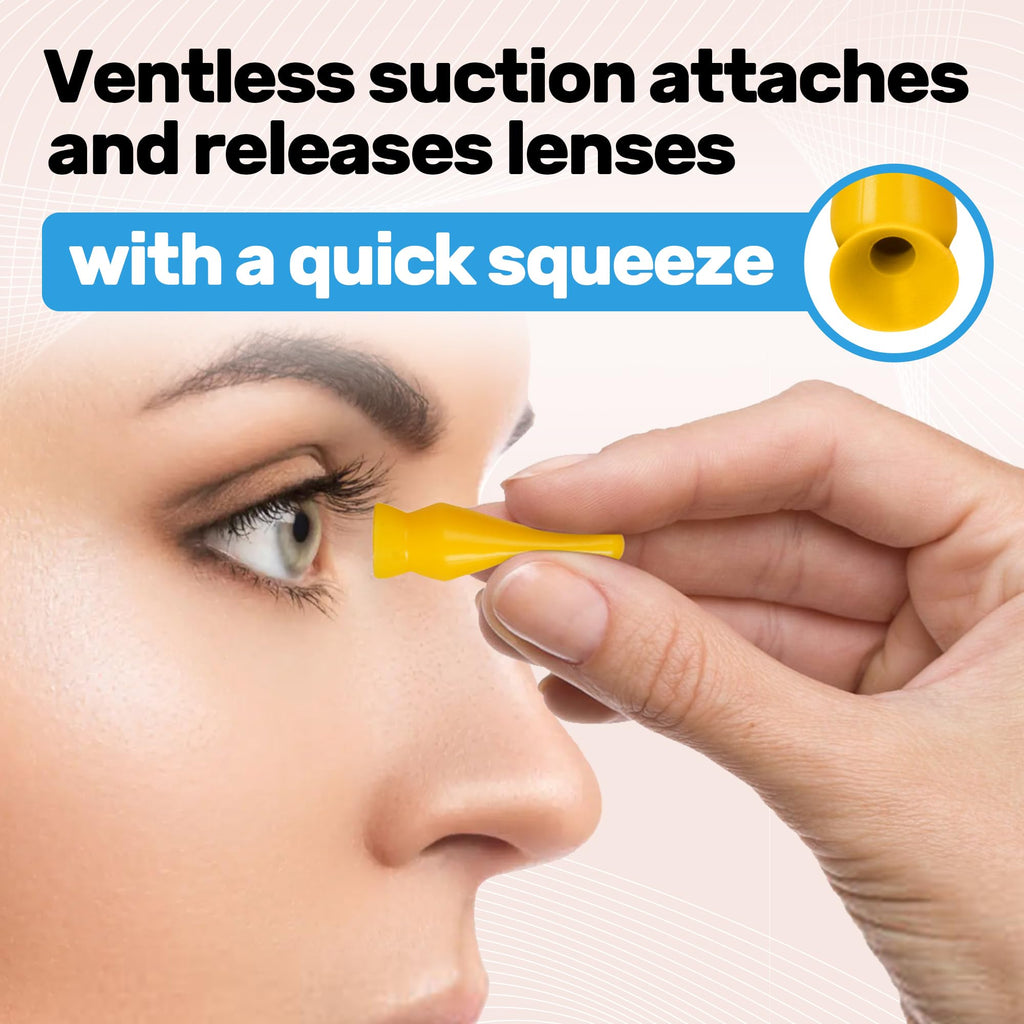 [6 Pack] Scleral Lens Inserter + Remover - Ventless Contact Lens Applicator for Hard/RGP Lenses, Scleral Lenses & Prosthetic Eyes – Easy-Squeeze Suction Tool, Upgraded with Plastic Travel Case