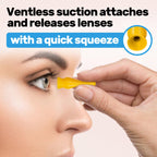 [6 Pack] Scleral Lens Inserter + Remover - Ventless Contact Lens Applicator for Hard/RGP Lenses, Scleral Lenses & Prosthetic Eyes – Easy-Squeeze Suction Tool, Upgraded with Plastic Travel Case