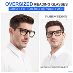 MARE AZZURO Oversized Square Reading Glasses +1.0 Men Large Readers Big Face 1.0 1.25 1.5 1.75 2.0 2.25 2.5 2.75 3.0 3.5 4.0 5.0 6.0 (Black, 1.00)