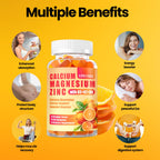 Calcium Magnesium Zinc Gummies with D3 &B6 &K2,1000mg Calcium Gummies with 300mg Magnesium Support Immune Energy for Adults and Teens,Sugar Free(120Count)