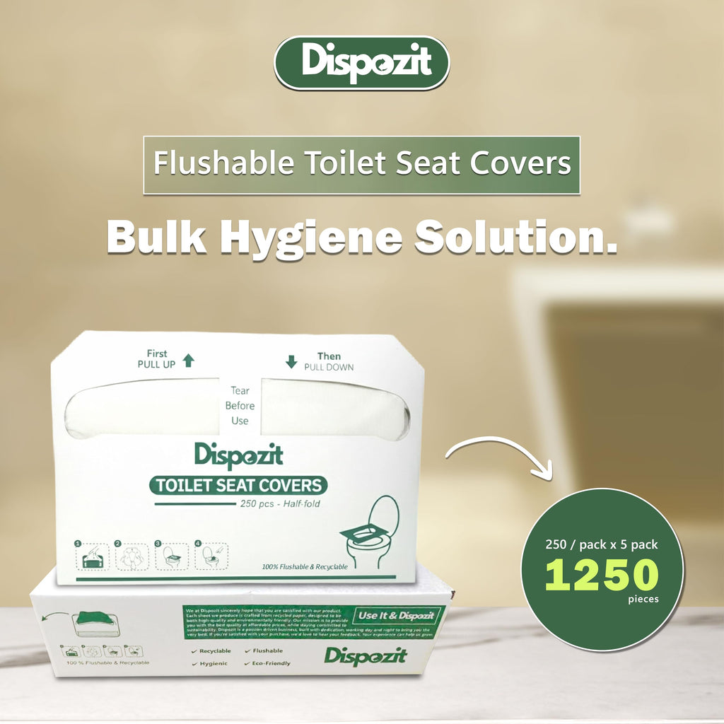 1250 Pcs Flushable Toilet Seat Covers for Hotel, Business, and Commercial