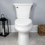 Mayfair Linden Slow Close Toilet Seat, Non Slip Heavy Duty Wood, Easy Install, Made in USA, Round, White, 4 Pack