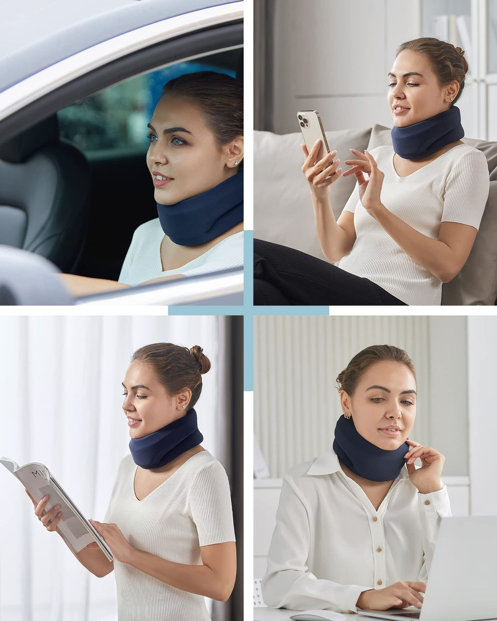 BLABOK Neck Brace for Sleeping - Cervical Collar Relief Neck Pain and Neck Support Soft Foam Wraps Keep Vertebrae Stable for Relief of Cervical Spine Pressure for Women & Men Prussian Blue Medium Size