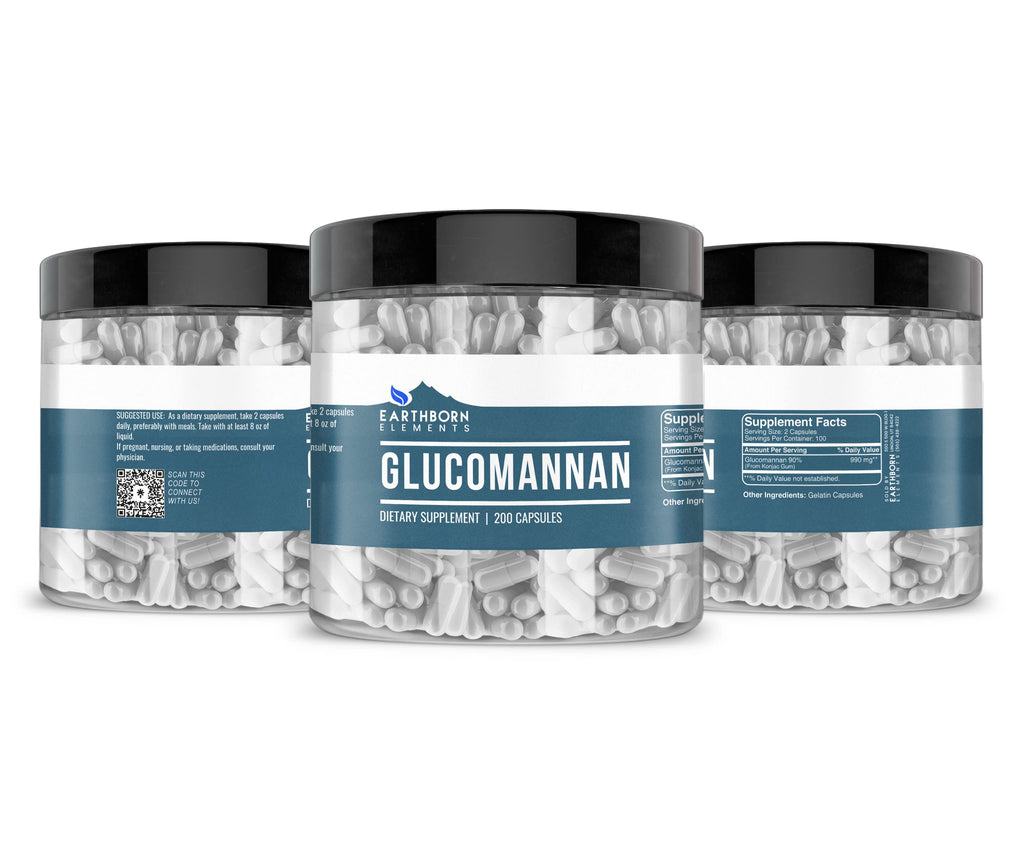 Earthborn Elements Glucomannan, 200 Capsules, Pure & Undiluted, No Additives
